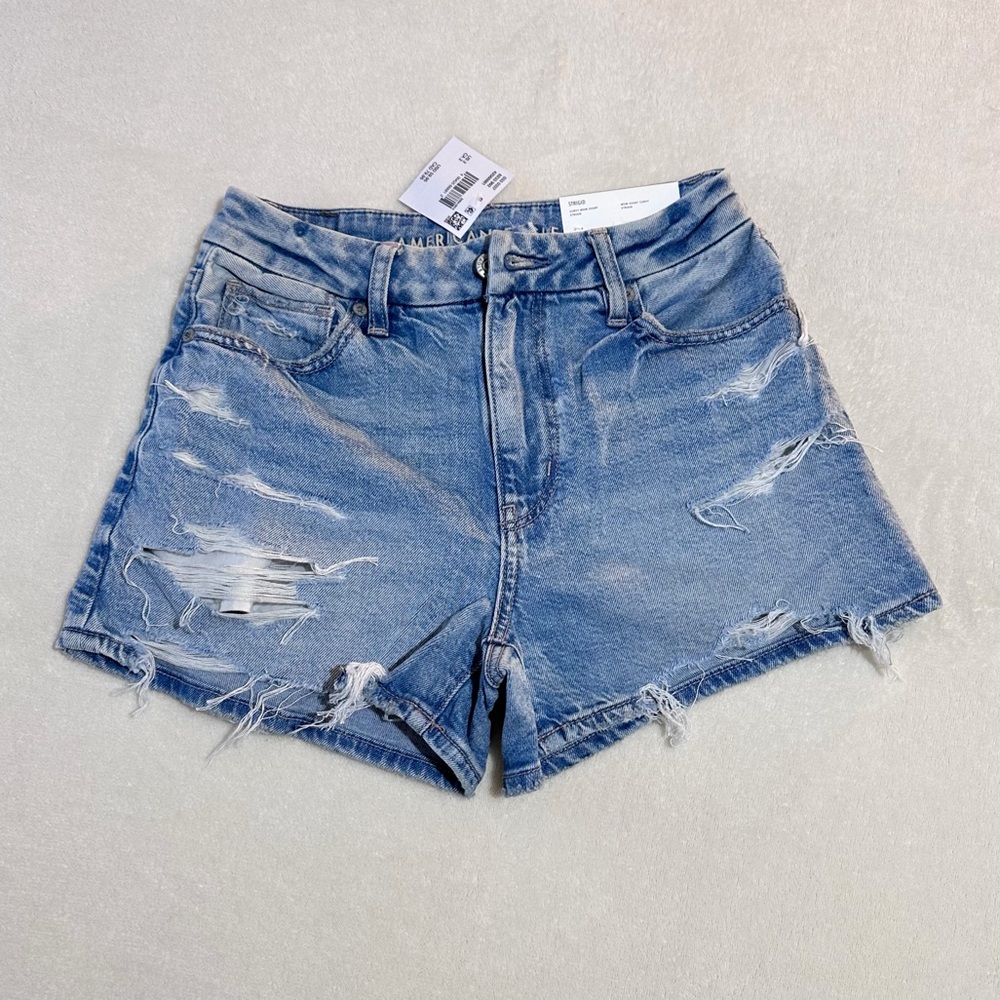 American Eagle Outfitters Strigid Curvy Ripped Denim Mom Short